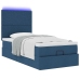 Estructura de cama otomana con colchón tela azul 80x200cm