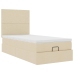 Cama otomana con colchón y luces LED tela crema 90x200 cm