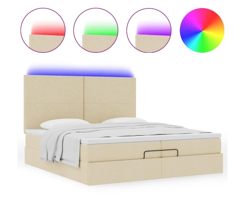 Estructura de cama otomana con colchones tela crema 200x200cm