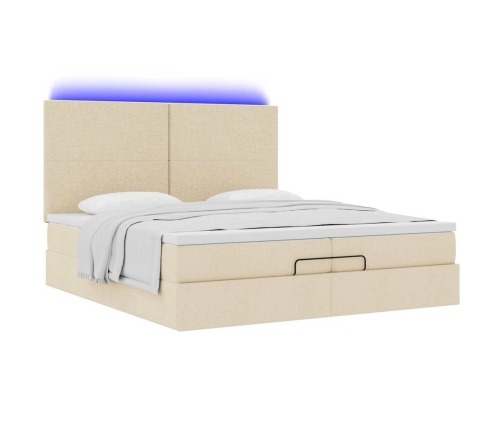 Estructura de cama otomana con colchones tela crema 200x200cm