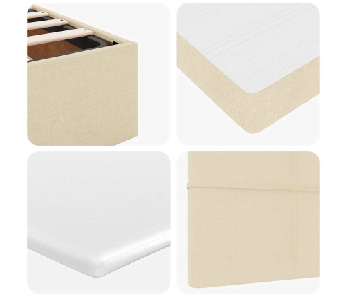 Estructura de cama otomana con colchón tela crema 100x200cm