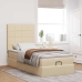 Estructura de cama otomana con colchón tela crema 100x200cm