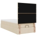 Estructura de cama otomana con colchón tela crema 100x200cm