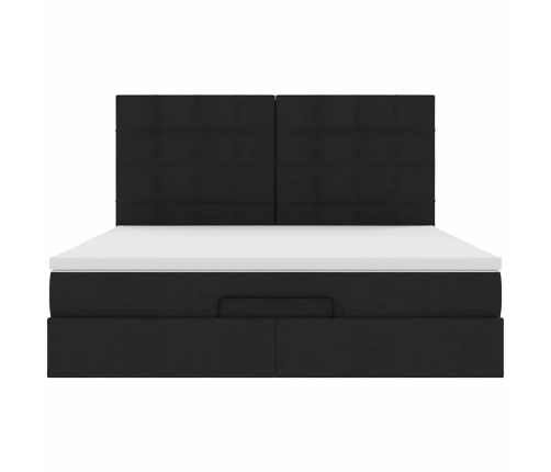 Estructura de cama otomana con colchón tela negra 160x200 cm
