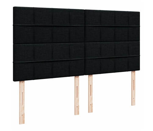Estructura de cama otomana con colchón tela negra 160x200 cm