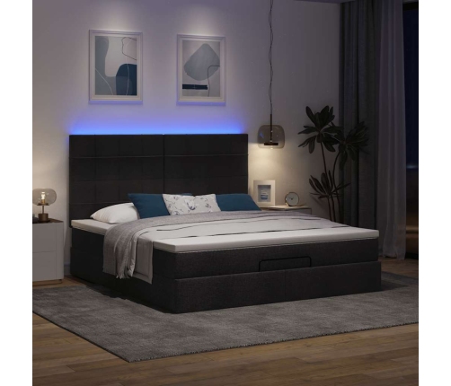 Estructura de cama otomana con colchón tela negra 160x200 cm