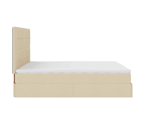 Estructura de cama otomana con colchón tela crema 180x200cm