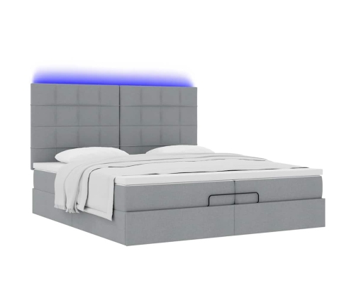 Estructura de cama otomana colchones tela gris claro 200x200cm