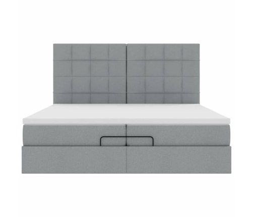 Estructura de cama otomana colchones tela gris claro 200x200cm