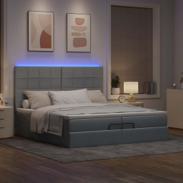 Estructura de cama otomana colchones tela gris claro 200x200cm