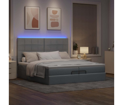 Estructura de cama otomana colchones tela gris claro 200x200cm