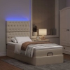 Cama otomana con colchón y luces LED tela crema 90x200 cm