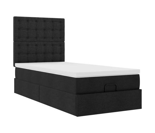 Estructura cama otomana colchón tela negra 90x190 cm