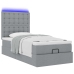 Cama otomana con colchón y LED tela gris claro 90x200 cm