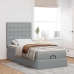 Cama otomana con colchón y LED tela gris claro 90x200 cm