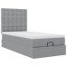 Cama otomana con colchón y LED tela gris claro 90x200 cm