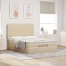 Estructura de cama otomana con colchón tela crema 140x190cm