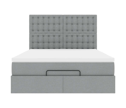 Estructura cama otomana colchón tela gris claro 140x200cm