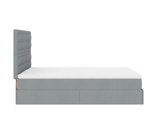 Estructura cama otomana colchón tela gris claro 140x200cm