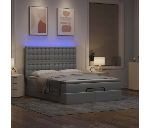 Estructura cama otomana colchón tela gris claro 140x200cm