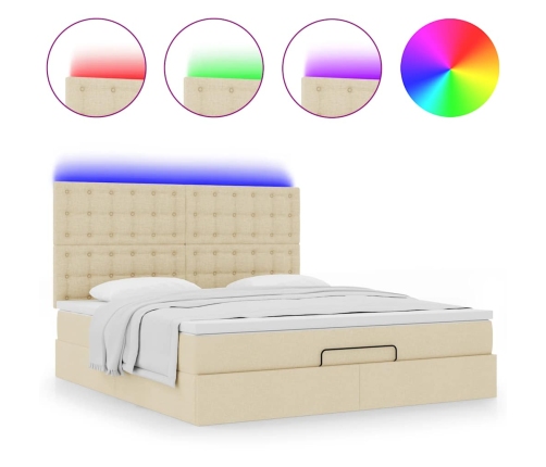 Estructura de cama otomana con colchón tela crema 160x200cm