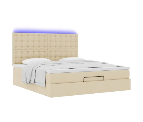 Estructura de cama otomana con colchón tela crema 160x200cm