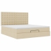 Estructura de cama otomana con colchón tela crema 160x200cm