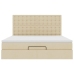 Estructura de cama otomana con colchón tela crema 160x200cm