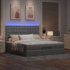 Estructura de cama otomana colchones tela gris claro 200x200cm