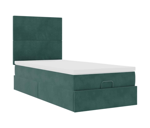 Estructura cama otomana colchones verde oscuro 90x190cm