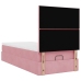 Estructura cama otomana con colchones terciopelo rosa 90x190cm