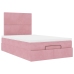 Estructura cama otomana colchones terciopelo rosa 120x190 cm