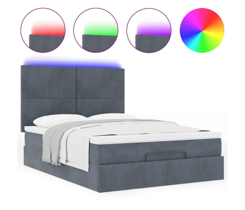 Estructura cama otomana colchones terciopelo gris oscuro