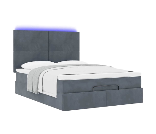 Estructura cama otomana colchones terciopelo gris oscuro