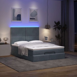 Estructura cama otomana colchones terciopelo gris oscuro