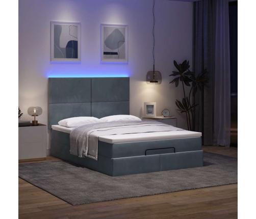 Estructura cama otomana colchones terciopelo gris oscuro
