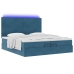 Cama otomana con colchones y luces LED azul oscuro 200x200 cm