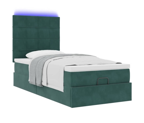 Estructura cama otomana colchones verde oscuro 90x190cm