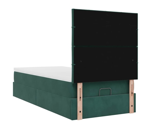 Estructura cama otomana colchones verde oscuro 90x190cm