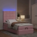 Estructura cama otomana con colchones terciopelo rosa 90x190cm