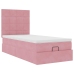 Estructura cama otomana con colchones terciopelo rosa 90x190cm