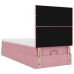 Estructura cama otomana con colchones terciopelo rosa 90x190cm