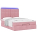 Estructura cama otomana con colchones terciopelo rosa 140x190cm