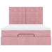 Estructura cama otomana con colchones terciopelo rosa 140x190cm