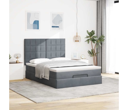 Estructura cama otomana con colchones gris oscuro 140x200cm