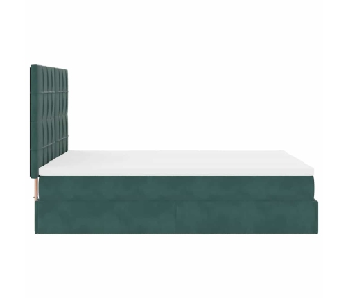 Estructura de cama otomana con colchones verde oscuro 140x200cm