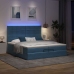 Cama otomana con colchones y luces LED azul oscuro 200x200 cm