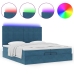 Cama otomana con colchones y luces LED azul oscuro 200x200 cm