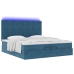 Cama otomana con colchones y luces LED azul oscuro 200x200 cm