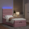 Estructura cama otomana con colchones terciopelo rosa 90x190cm